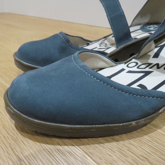 FLY LONDON Piat Wedge Suede Sandals in Forest Green Grunge Edgy Boho 7.5 - 8 - Picture 4 of 14